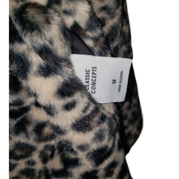 Classic Concepts Reversible Leopard Print Winter Jacket Sz M Warm Cozy Coat - Picture 6 of 10